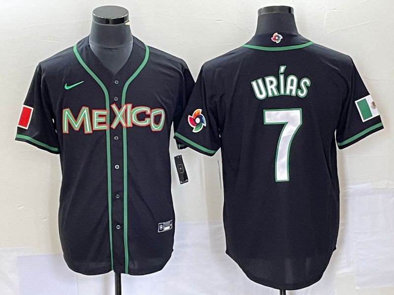 Men 2023 World Cub Mexico 7 Urias Black white Nike MLB Jersey30